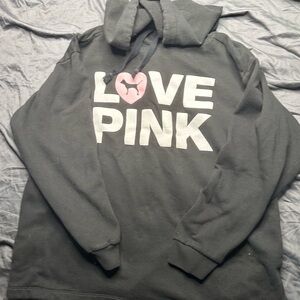 PINK Victoria's Secret Black Hoodie with Pink Heart